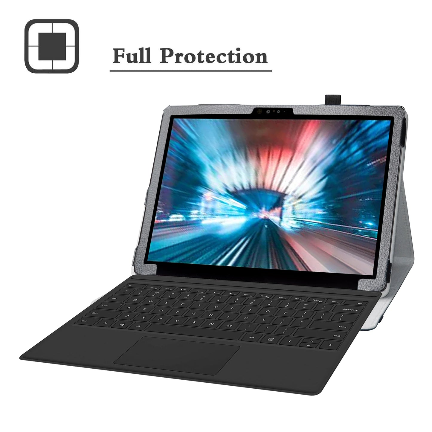 Luxury Folding Stand Case for Dell Latitude 7200 2-in-1 12.3" Tablet Protective Cover with Elastic Closure