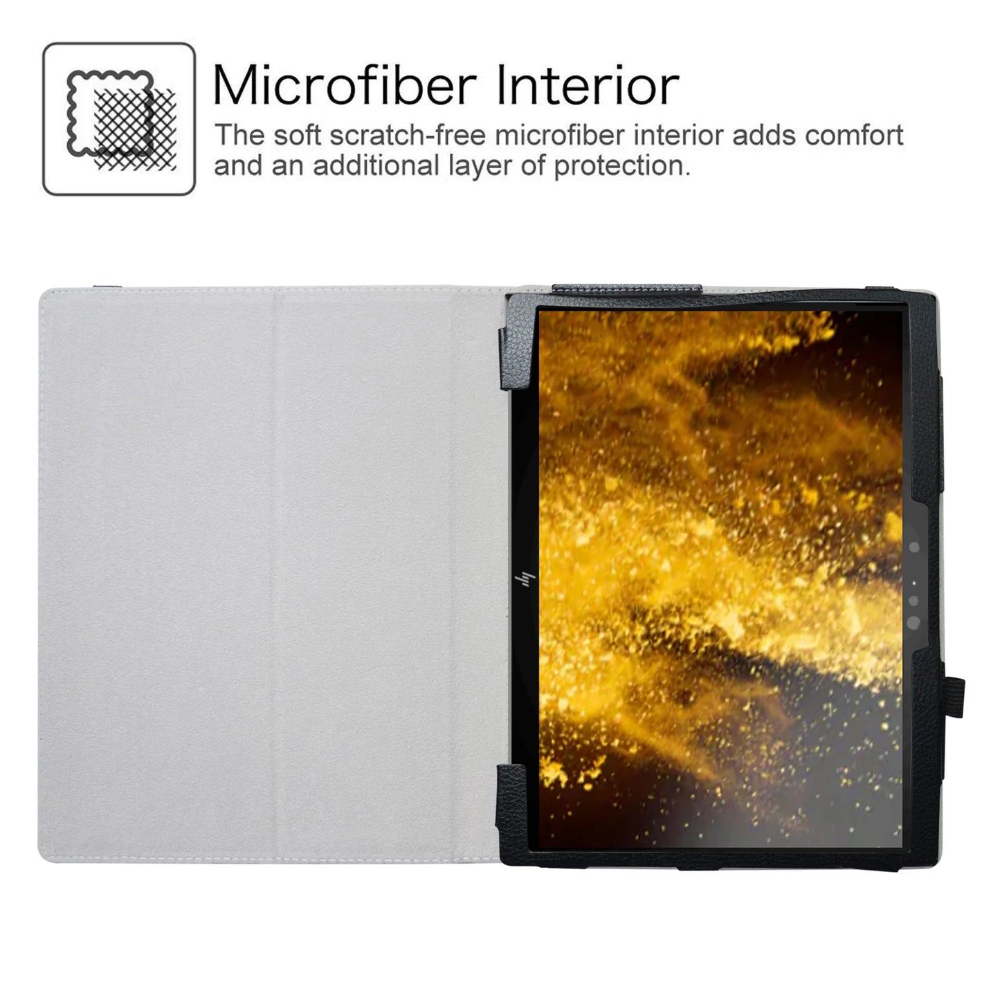 Stylish Detachable Folding Leather Case for HP Elite X2 G4 12.3" Inch Tablet Protective Shell with Elastic Closure