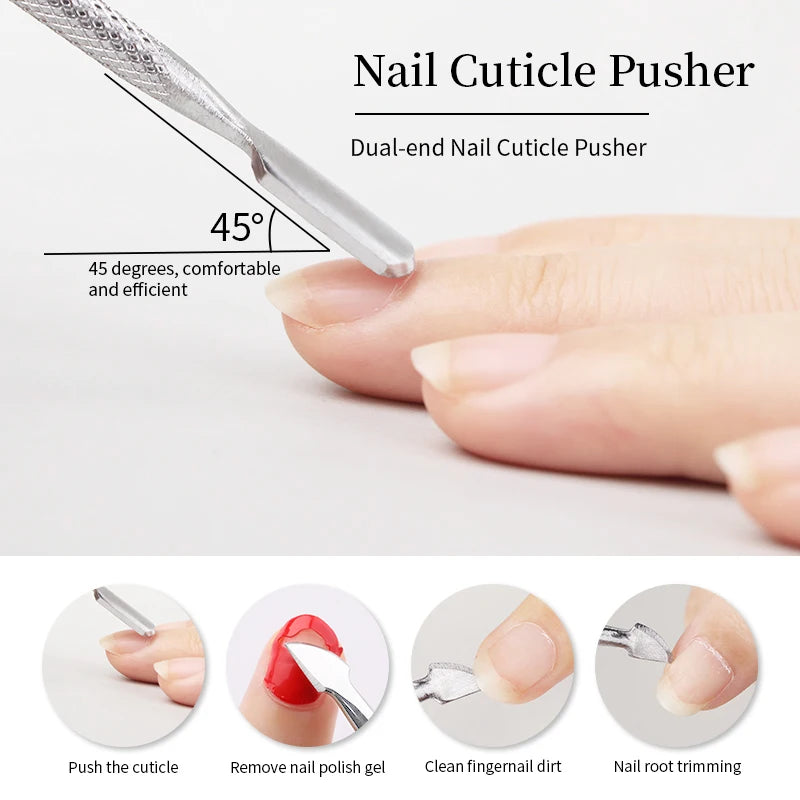 Stainless Steel Nail Care Tools Cuticle Pusher Clippers Scraper Dead Skin Remover for Pedicure Manicure Nail Art Cleaner