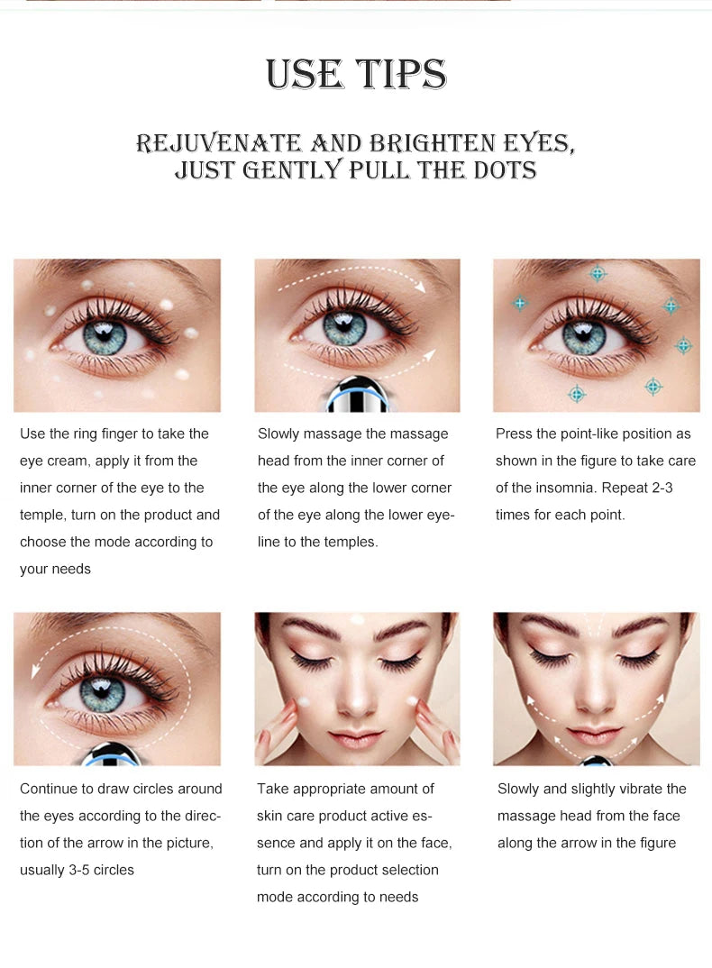 Portable Electric Vibration Eye Massager Pen for Removing Dark Circle, Puffiness, Eye Bags Skin Care Beauty Device