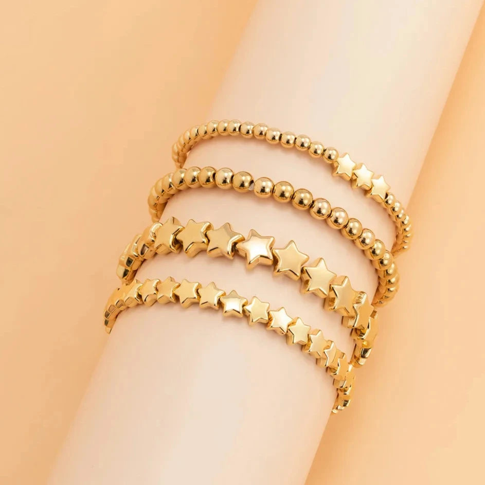 Minimalist Star Beads Bracelets for Women Girls Gold Silver Color Metal Bracelets Charm Fashion Jewelry