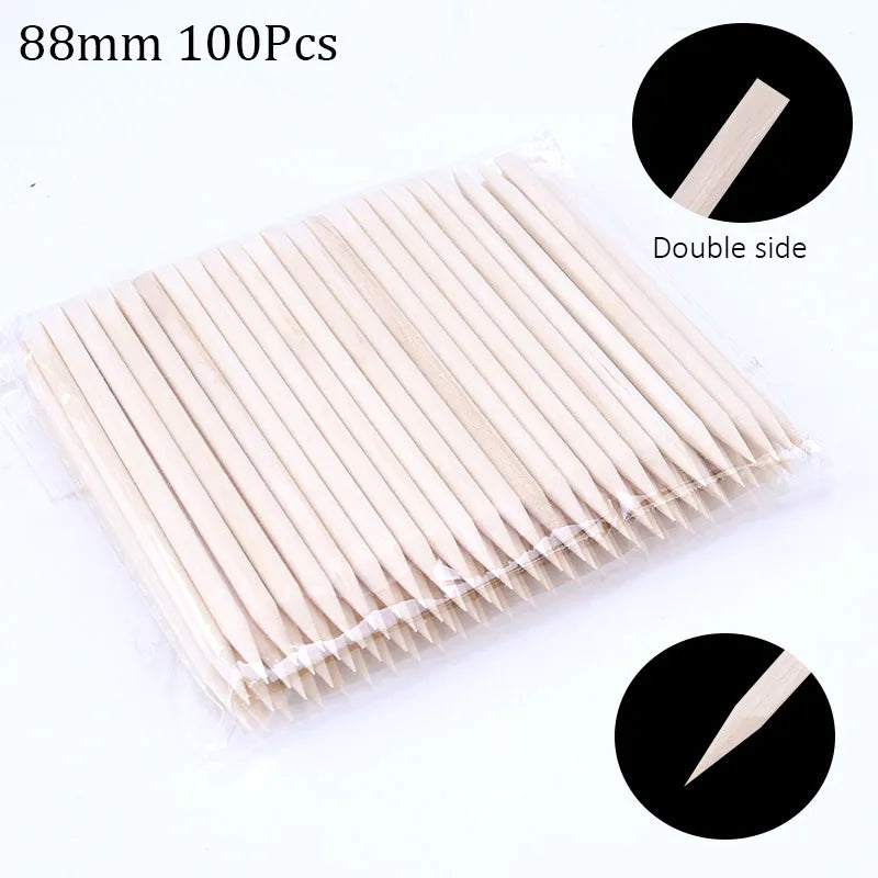 Cuticle Pusher Wooden Sticks for Nails Art Rhinestones Dotting Removal Manicure Pedicure Care Tools 50/100pcs