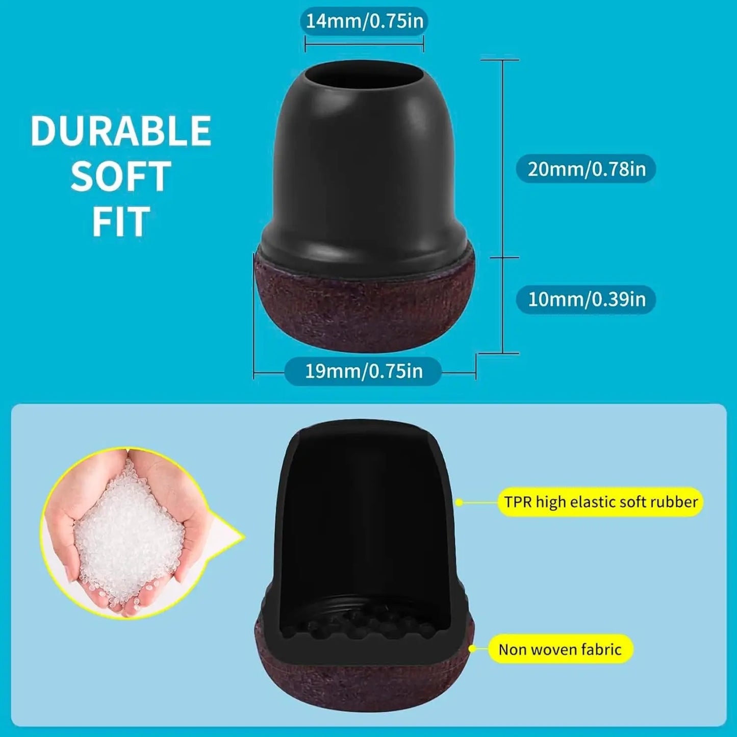 Silicone Furniture Chair Table Leg Floor Protectors 8pcs Set with Wrap Felt Anti Scratch Pads on Bottom