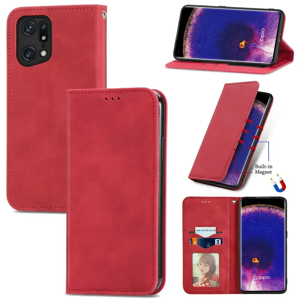 Deluxe Leather Wallet Phone Case for OPPO Find X8 X7 X5 X3 X2 Pro Ultra Neo Lite Stand Function Multiple Card Slots Magnetic Flip Protective Cover