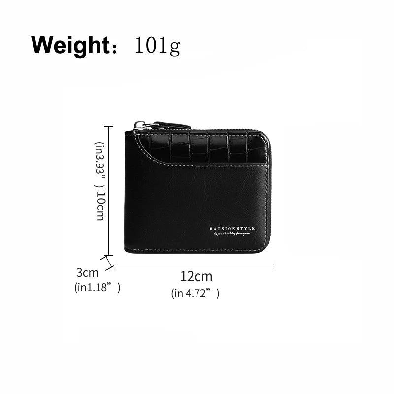 Luxury RFID Protection Leather Zipper Men’s Wallet Card Holder with Coin Pocket Crocodile Pattern Stitched Wallets Accessory