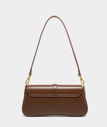 High Quality Genuine Leather Women's Baguette Handbag Purse Trendy Vintage Fashion Underarm Bag
