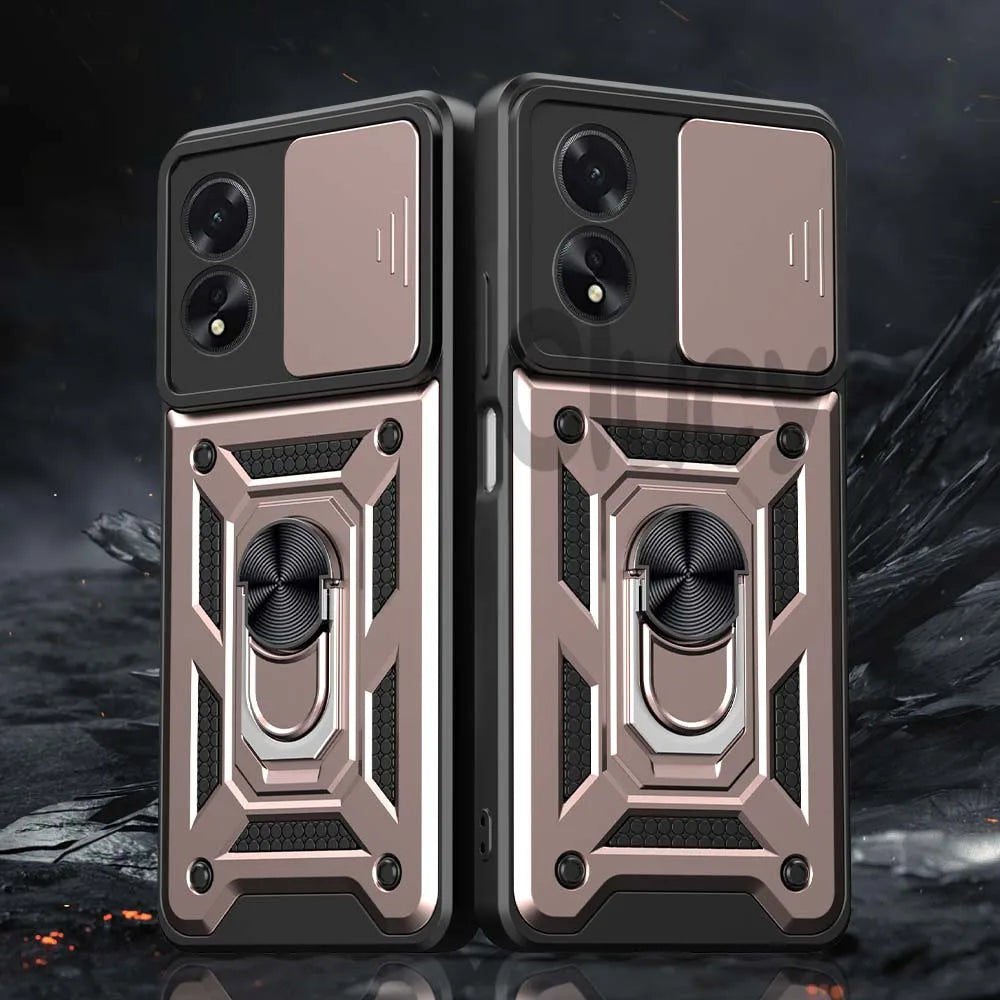 Durable Shockproof Phone Case for OPPO A98 A78 A74 A54 A38 A18 Camera Protection Magnetic Ring Holder Back Cover