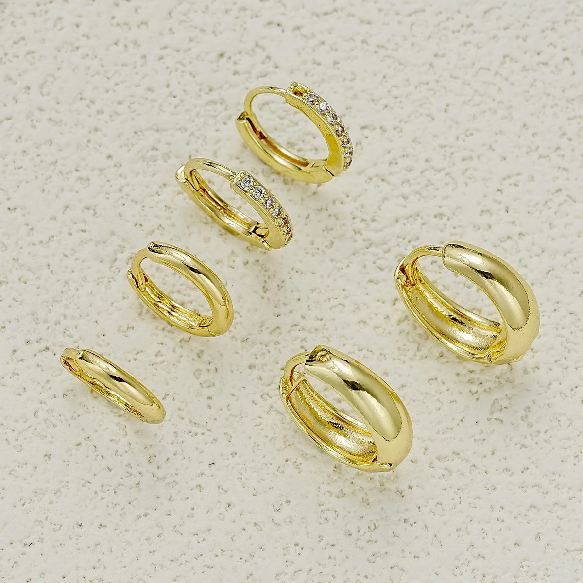 6pcs Huggie Circle Punk Trendy Stainless Steel Minimalist Hoop Earrings for Women Crystal Zirconia Earrings Piercing Jewelry