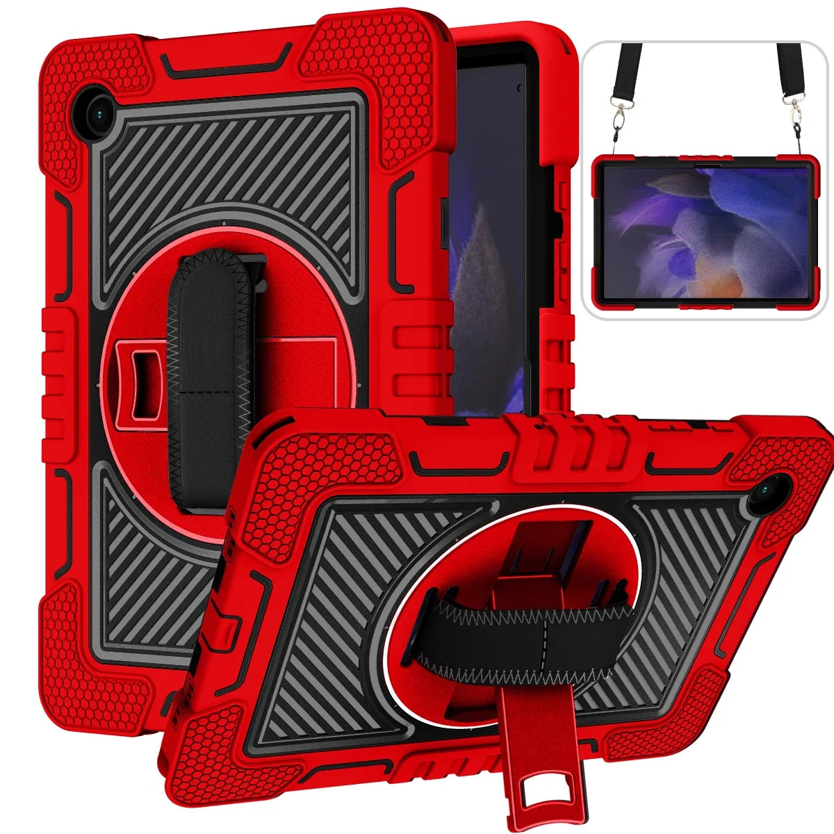 Durable Shockproof Silicone Stand Case for Huawei MatePad SE 11 10.4 Tablets Rotating Kickstand Kids Proof with Shoulder Strap