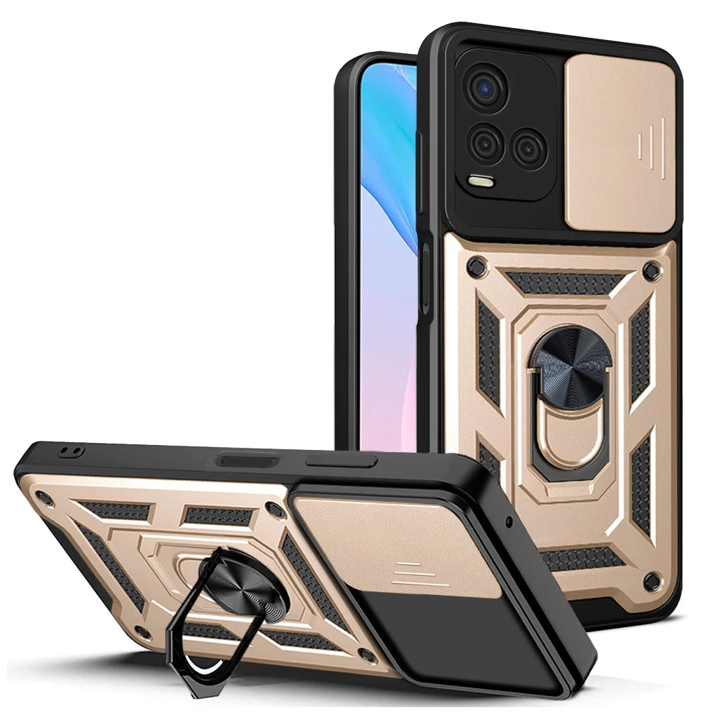 Durable Shockproof Phone Case for VIVO Y93 Y91 Y76 Y53 Y51 Y33S Y33 Y31 Y15S Camera Protection Magnetic Ring Holder Back Cover
