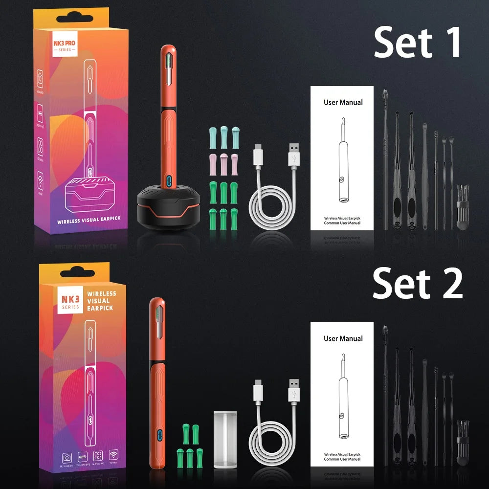 Wireless High Definition Ear Wax Removal Cleaner With Camera 6 LED Lights 3.6mm Lens WiFi Camera Take Video Photos Earpick Tool