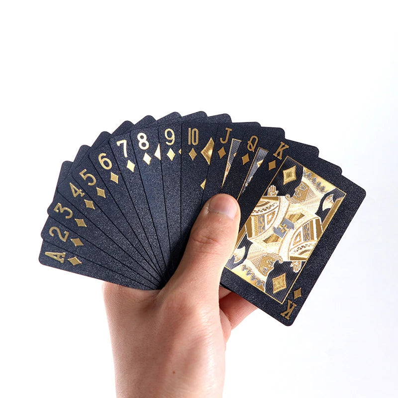 Black and Gold Playing Cards Set Waterproof Poker Blackjack Game Gift Plastic Box High Quality Collection