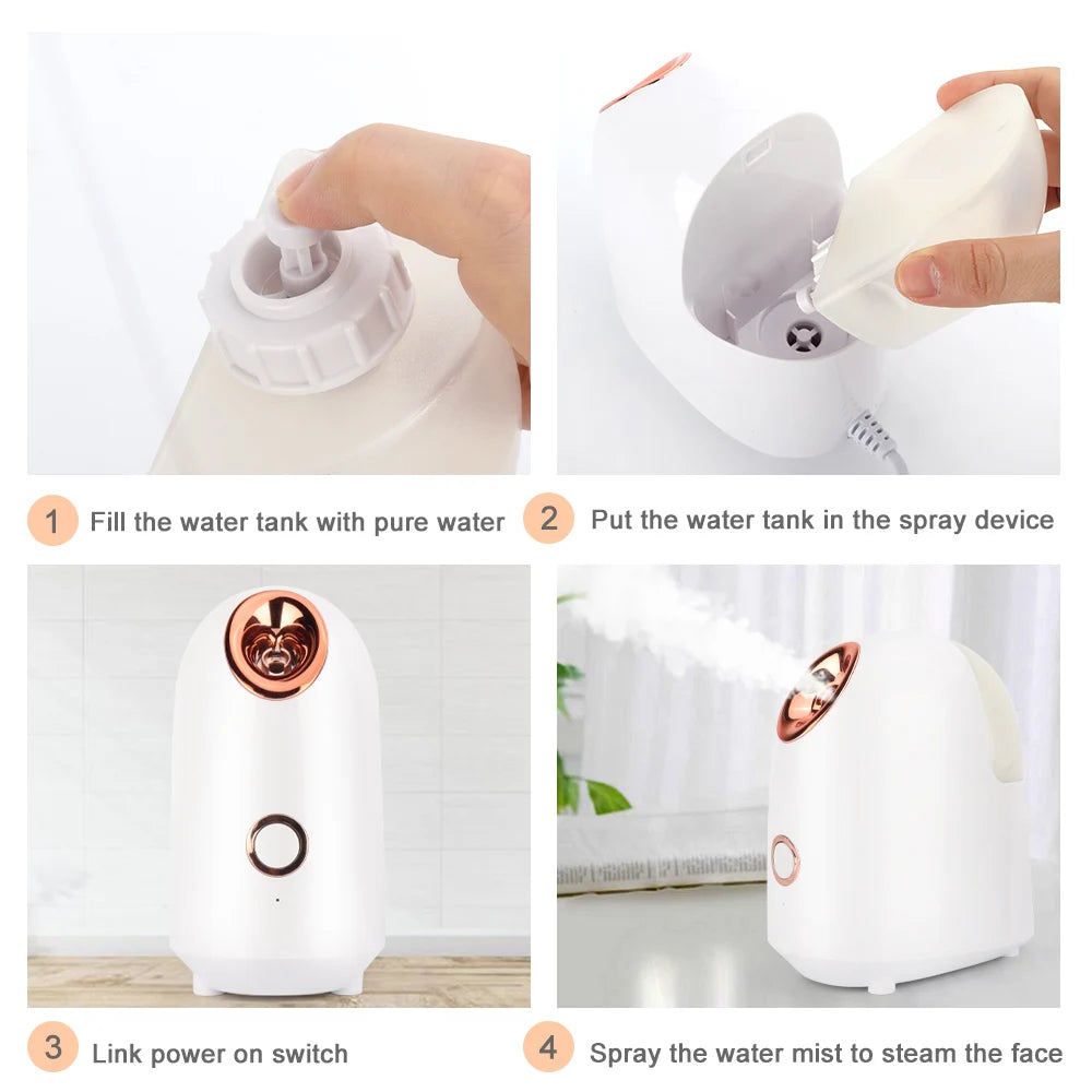 Nano Ionic Mist Facial Steamer Humidifier Atomizer Home Sauna SPA for Women Men Moisturize and Unclogs Pores