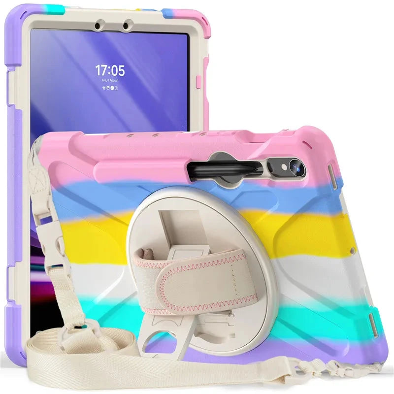 Heavy Duty Shockproof Tablet Case for Samsung Galaxy Tab S10 S9 S8 Ultra 14.6 S7 11" Plus FE 12.4 Inch Kids Proof Shoulder Strap S Pen Holder Cover