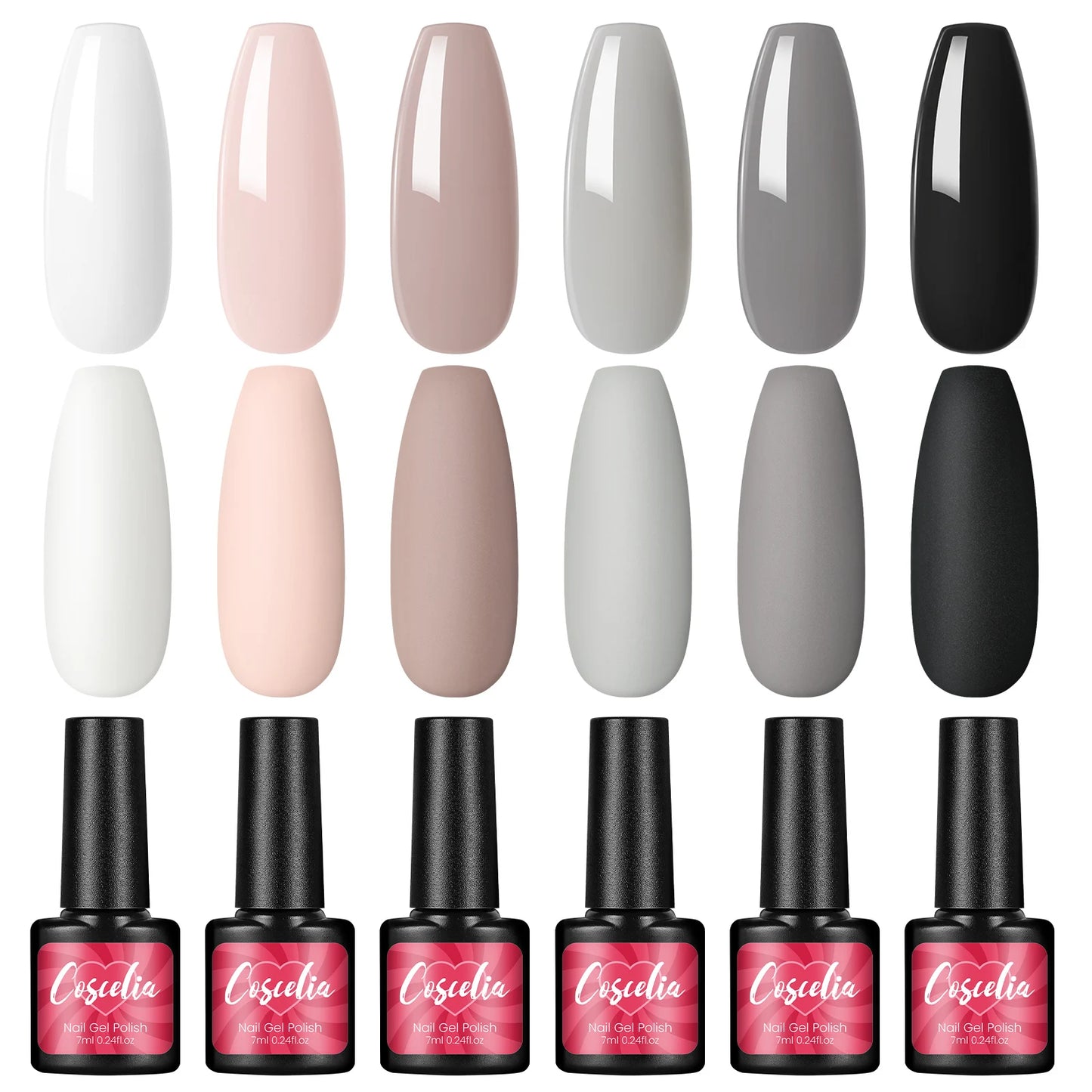 Bright Gel Nail Polish 6pcs Set Semi Permanent Soak Off UV Gel Varnish Nail Art Beauty Set