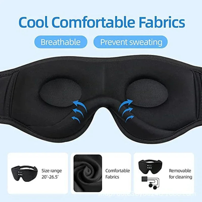 Bluetooth 3D Sleeping Aid Eye Mask with Built-in HD Speakers Play Music Podcasts and Soothing Sounds