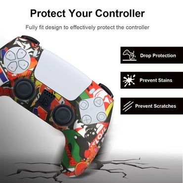 Anti-slip Silicone Protective Cover Skins Compatible with Sony Playstation 5 Controller Slim Gamepad PS5 Case Thumb Grips Accessories