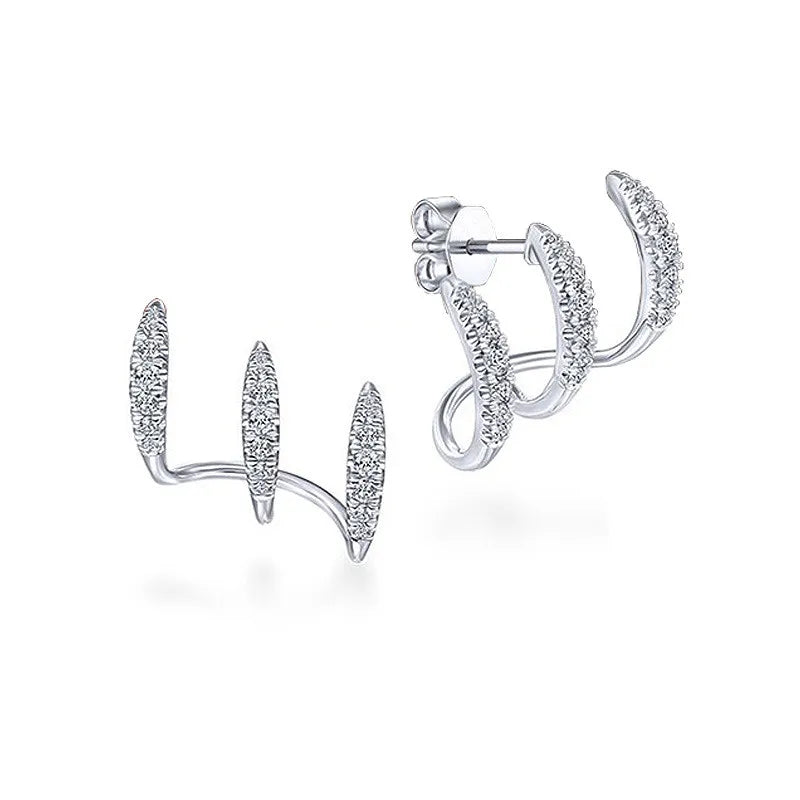 Fancy Crystal Claws 925 Sterling Silver Stud Earrings for Women Modern Design Jewelry Accessories