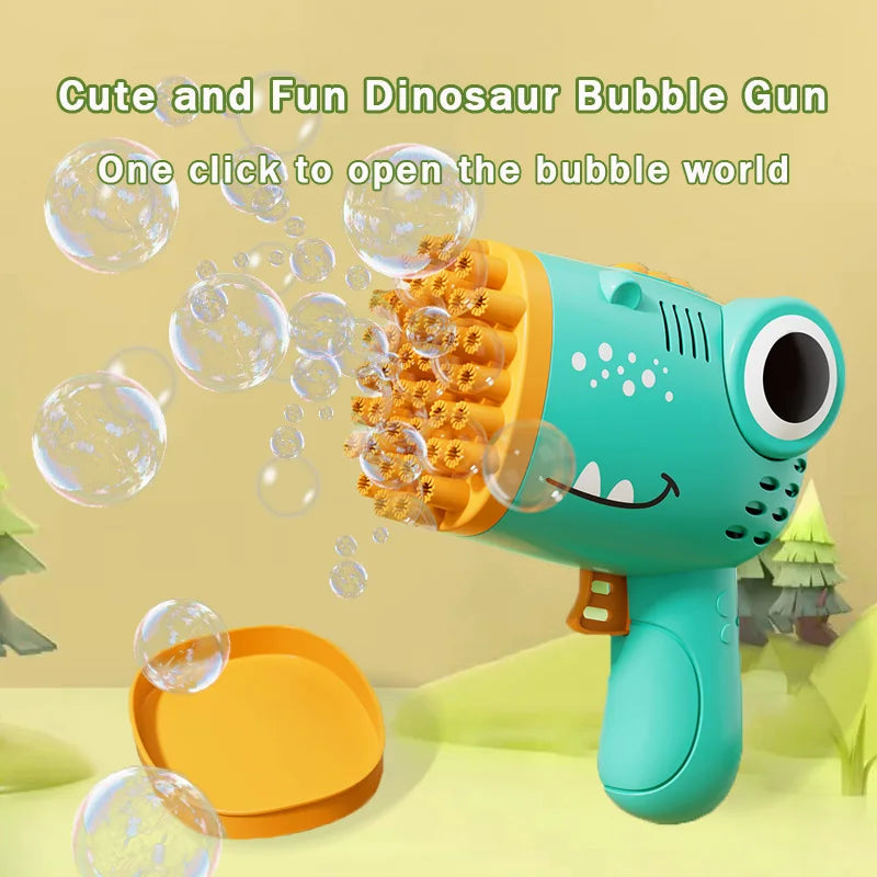 Fun Dinosaur Bubble Gun 40 Hole Hand Held Bubble Blowing Maker Entertainment Toy