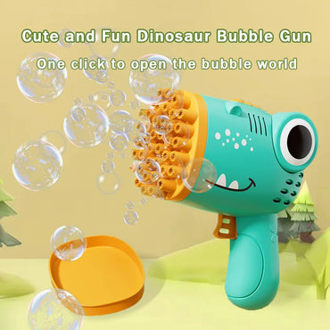 Fun Dinosaur Bubble Gun 40 Hole Hand Held Bubble Blowing Maker Entertainment Toy