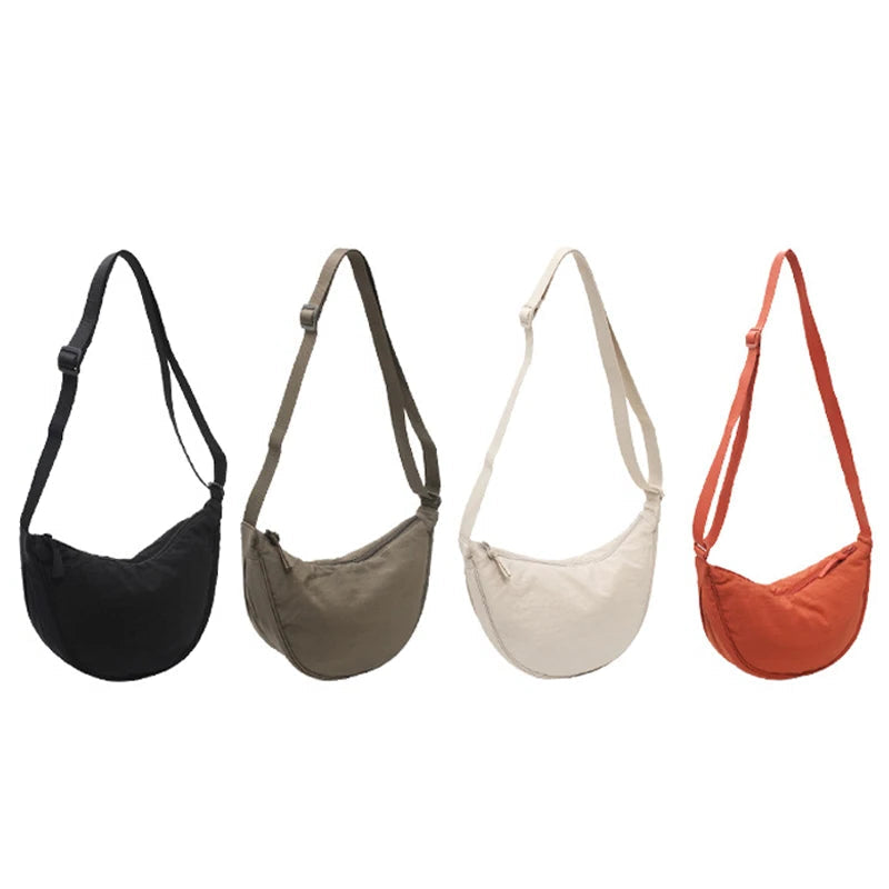 Modern Fashion Nylon Satchel Shoulder Bag for Women Large Capacity Dumpling Crossbody Bag for Travel and Commuting