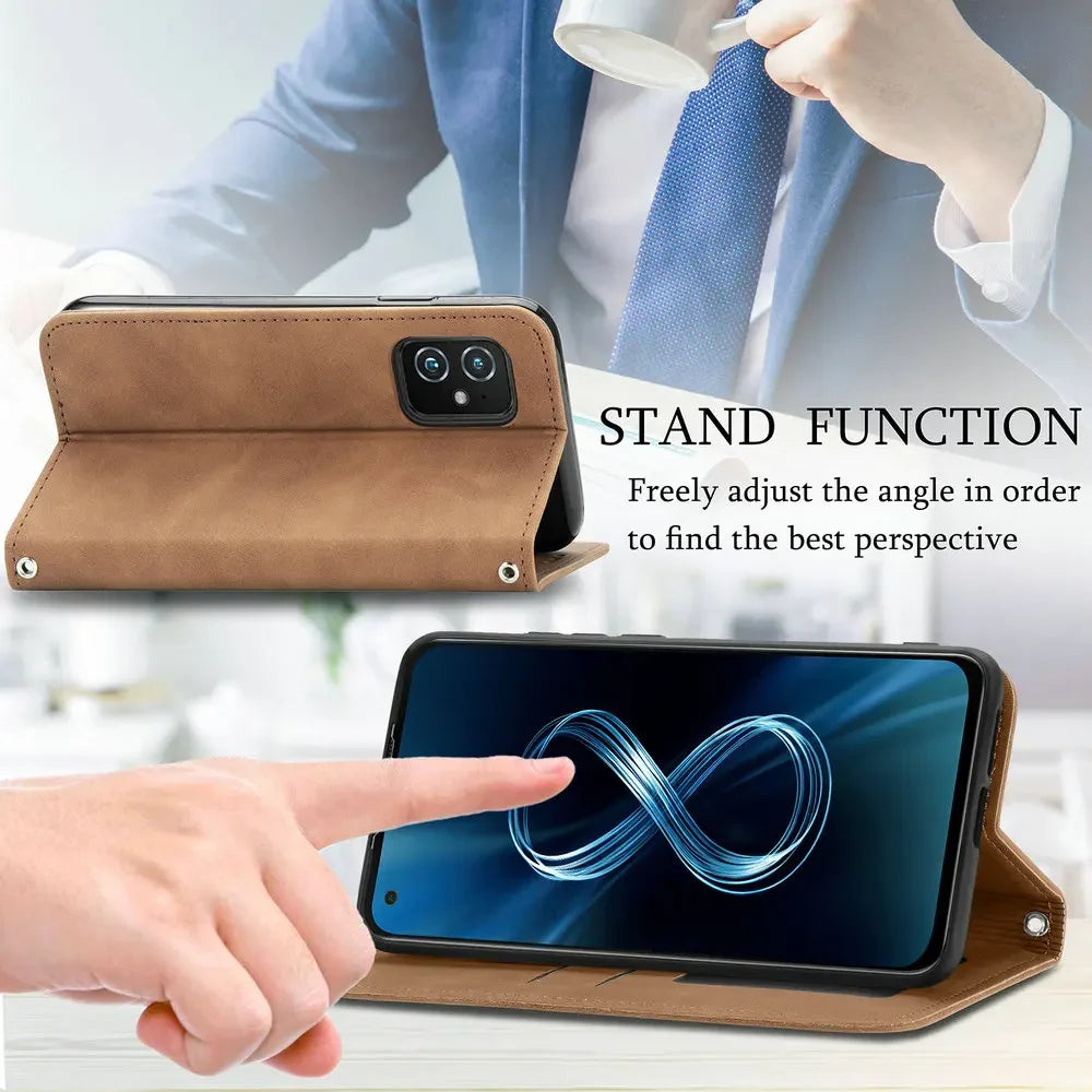 Deluxe Leather Wallet Phone Case for Asus Zenfone 10 9 7 8 Rog Phone 6D 6 Pro 7 Ultimate Stand Function Multiple Card Slots Magnetic Flip Protective Cover