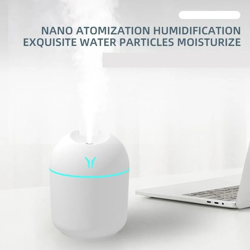 Ultrasonic USB Mini Air Humidifier Aroma Essential Oil Diffuser for Home Car 250ML Mist Maker Diffuser with LED Color Lamp