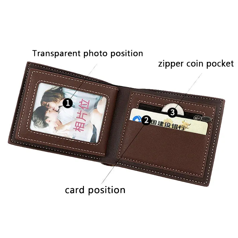 Modern Luxury Leather Wallet for Men Zipper Coin Pocket Slim Card Holder High Quality