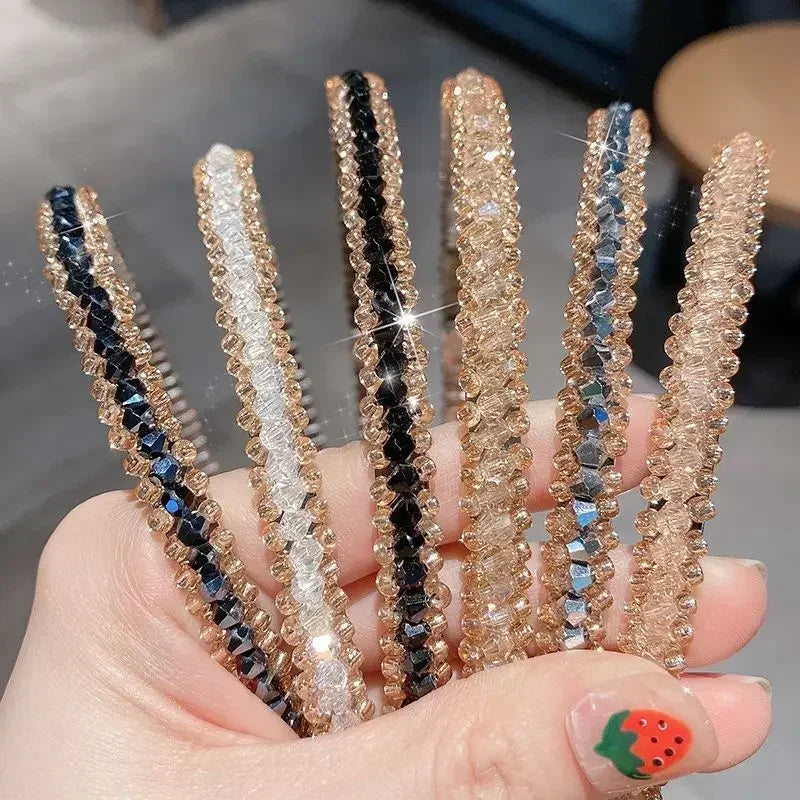 Lavish Crystal Bezel Headbands for Women Girls Modern Hair Bands Hoop Jewelry Accessories