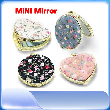 Folding Floral Mini Pocket Makeup Mirror Compact Portable Two-side Make Up Mirror Women Vintage Cosmetic Accessories For Gift 1pc