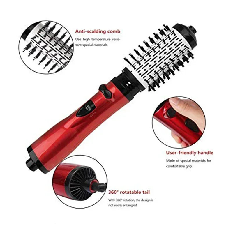 Multifunctional Negative Ion Hot Air Hair Straightener Curling Iron 360 ° Rotating Hair Dryer Brush