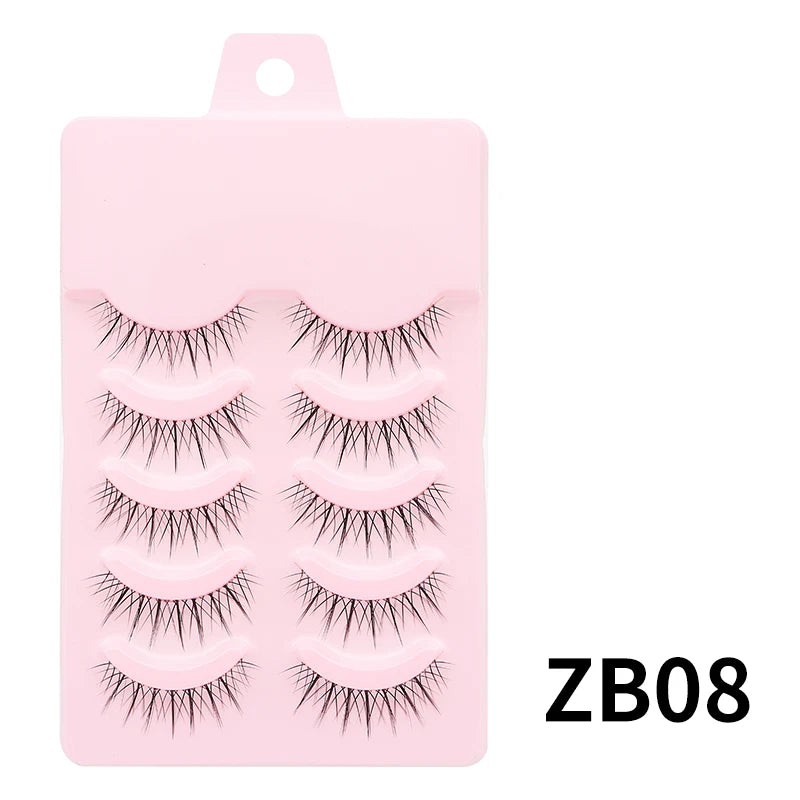 Wispy Manga Style Eyelashes Soft Natural Thick False Daily Eye Lashes Dating Makeup Eye Accessories 5 Pairs - 10pcs