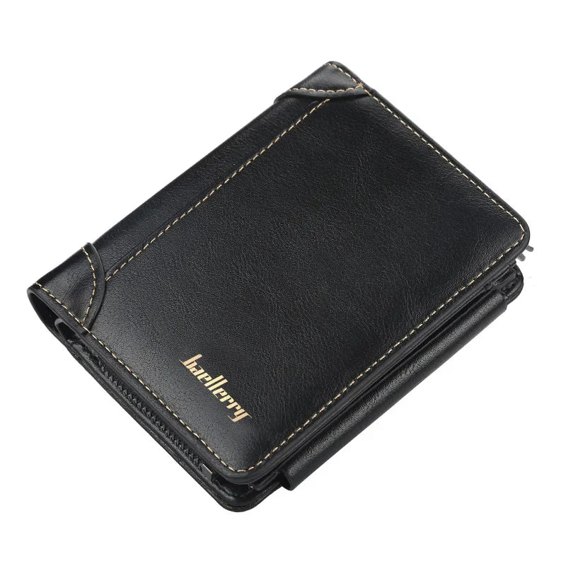Luxury Leather Stitched Wallets for Men Women High Quality Zipper Large Capacity Coin Card Holder Male Vintage Style