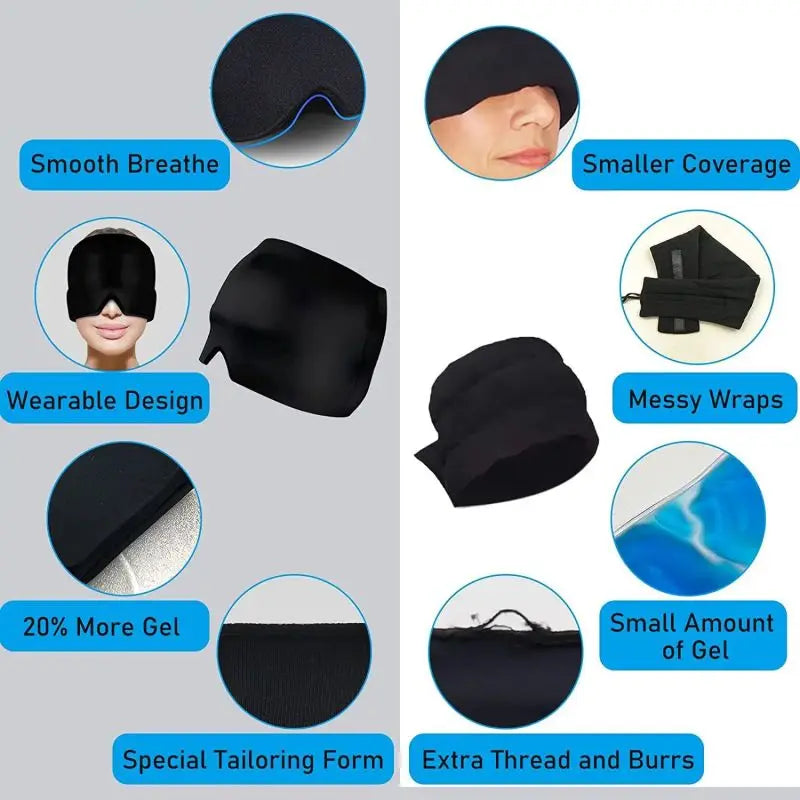 Hot Cold Gel Head Cap Face Mask Head Massage Sleep Eye Mask Hot Cold Compress Health Care Tool