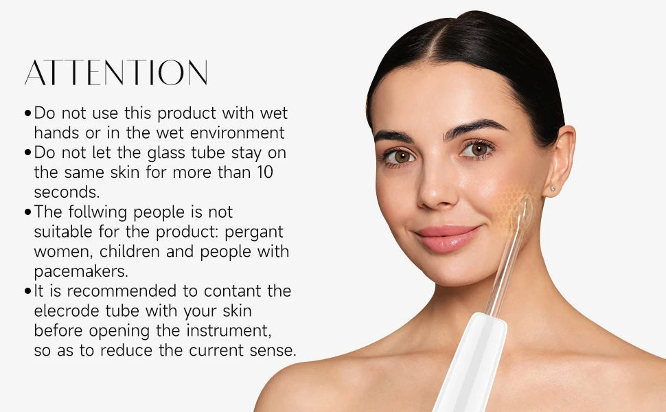 High Frequency Electrode Acne Spot Wrinkles Remover Wand Massager Machine Neon Electrotherapy Glass Tube Beauty Facial Care