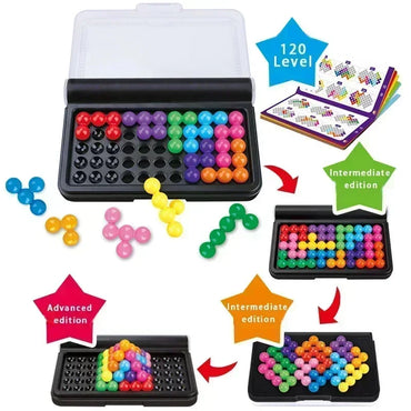 3D IQ Puzzles Brain Teaser 120 Challenges Board Game Classic Pyramid Plate Pearl Logical Mind for Kids Children Teens Adults Montessori Beads Toys Gifts