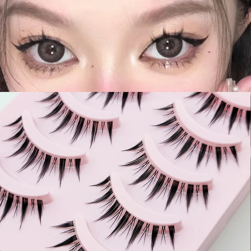 Wispy Manga Style Eyelashes Soft Natural Thick False Daily Eye Lashes Dating Makeup Eye Accessories 5 Pairs - 10pcs