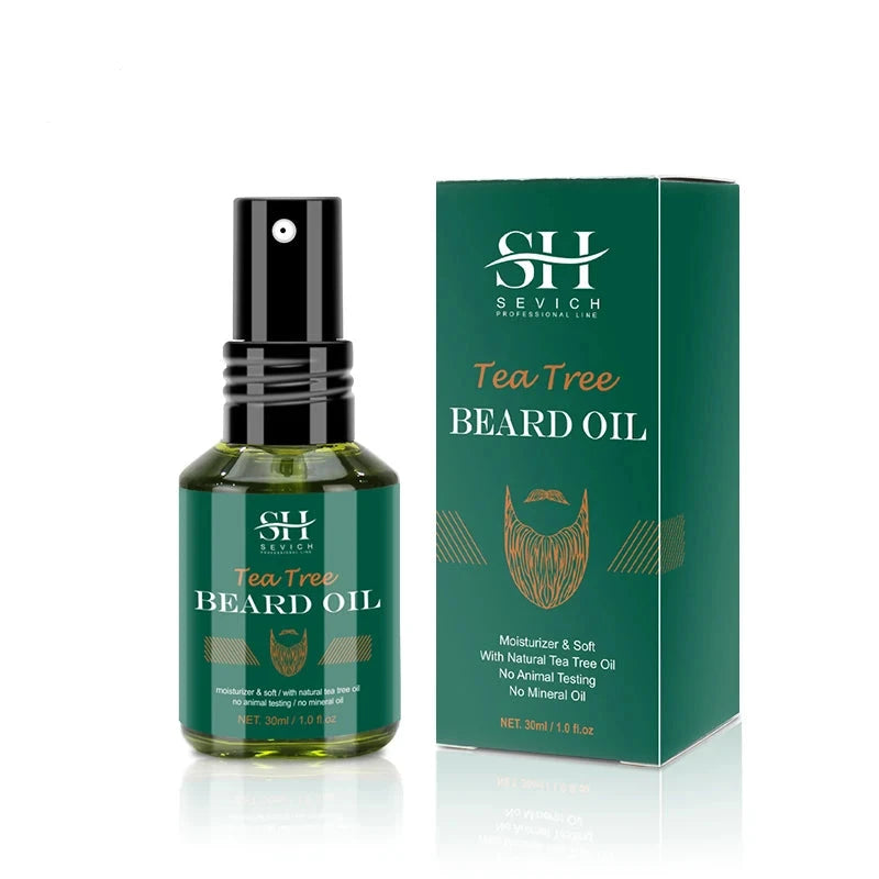Nourishing Beard Growth Kit For Men Tea Tree Hair Enhancer Thicker Beard Care Oil Moisturizing Beard Conditioner Anti Hair Loss