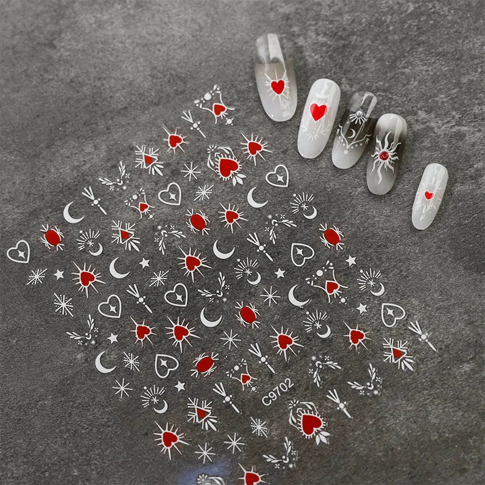 Star Sun Moon 3D Nail Stickers Bronzing Nail Art Gold Silver Styles Decal Self-Adhesive Slider