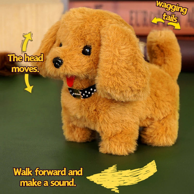 Interactive Electronic Walking and Barking Plush Puppy Dog Toy with Remote Control Leash for Kids Children Toddlers