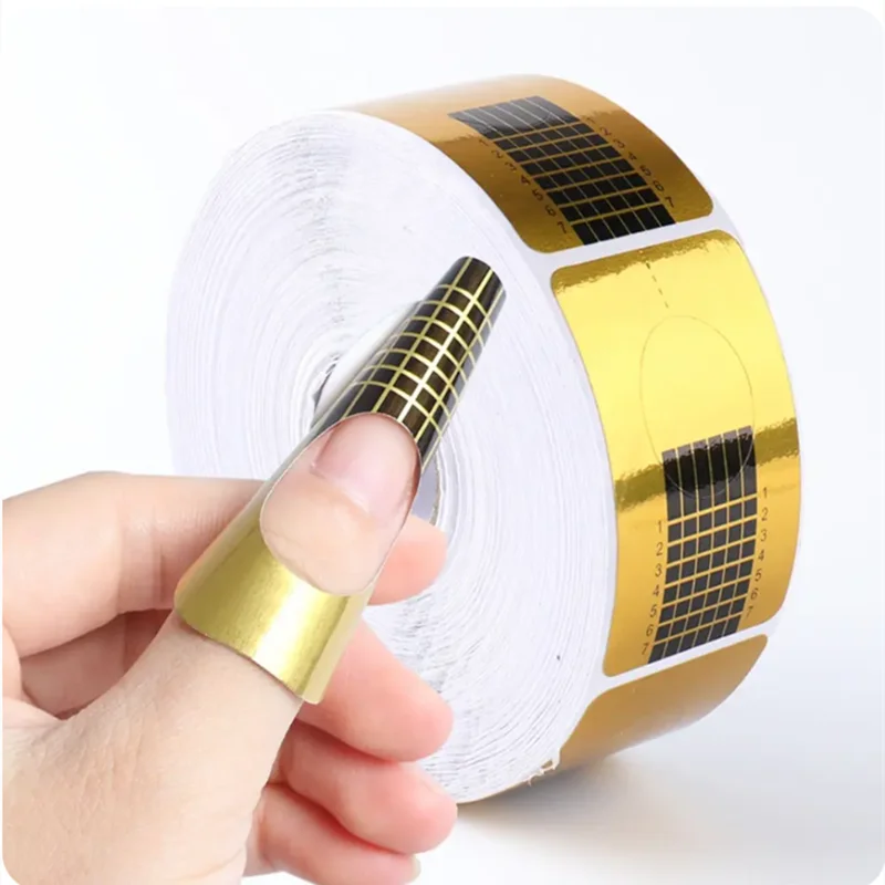 French Tips Nail Art Form Guide Stickers 100pcs Acrylic UV Nail Gel Tips Extension Forms Nail Building Curl Mold Manicure Guides