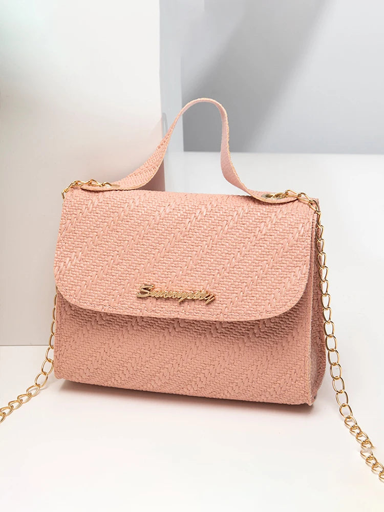 Luxury Embossed Chain Square Crossbody Leather Handbag Purse for Women Large Capacity Shoulder Bag