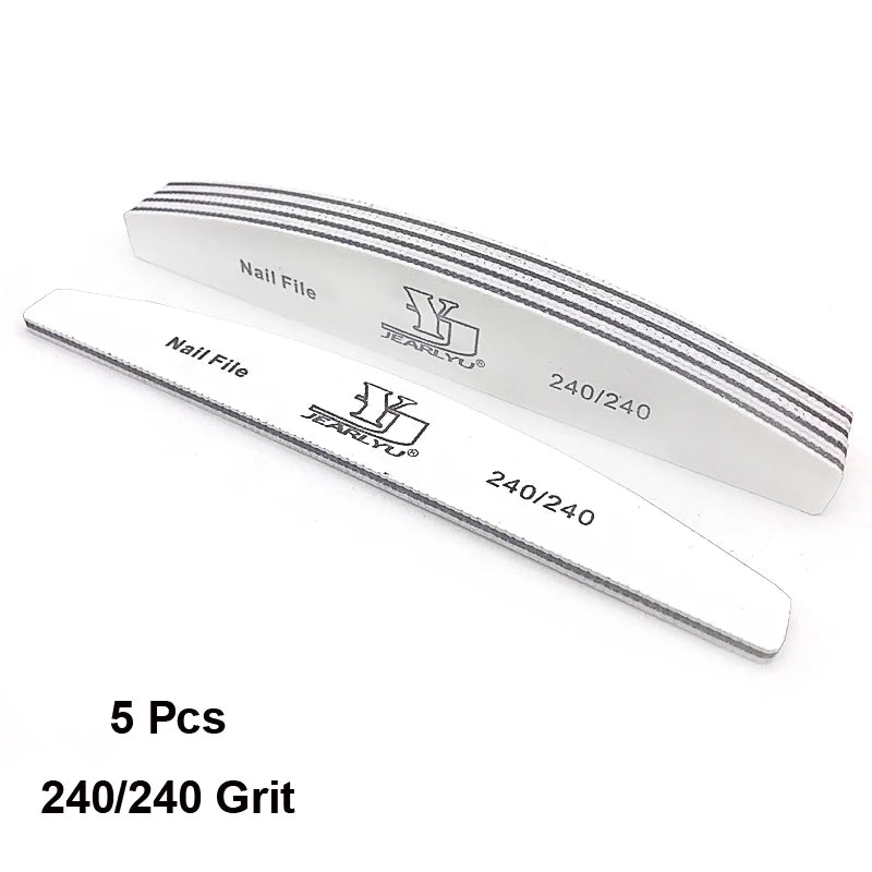 Professional Nail Files 5pcs Set Mix Color Limas 80/100/150/180/240 Grit Cuticle Remover Sandpaper Buffer Files Manicure Tool Set
