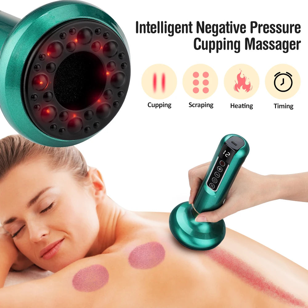 Intelligent Infrared Electric Heating Vacuum Cupping Massager Suction Cup Gua Sha Anti Cellulite Beauty Health Body Slimming Device
