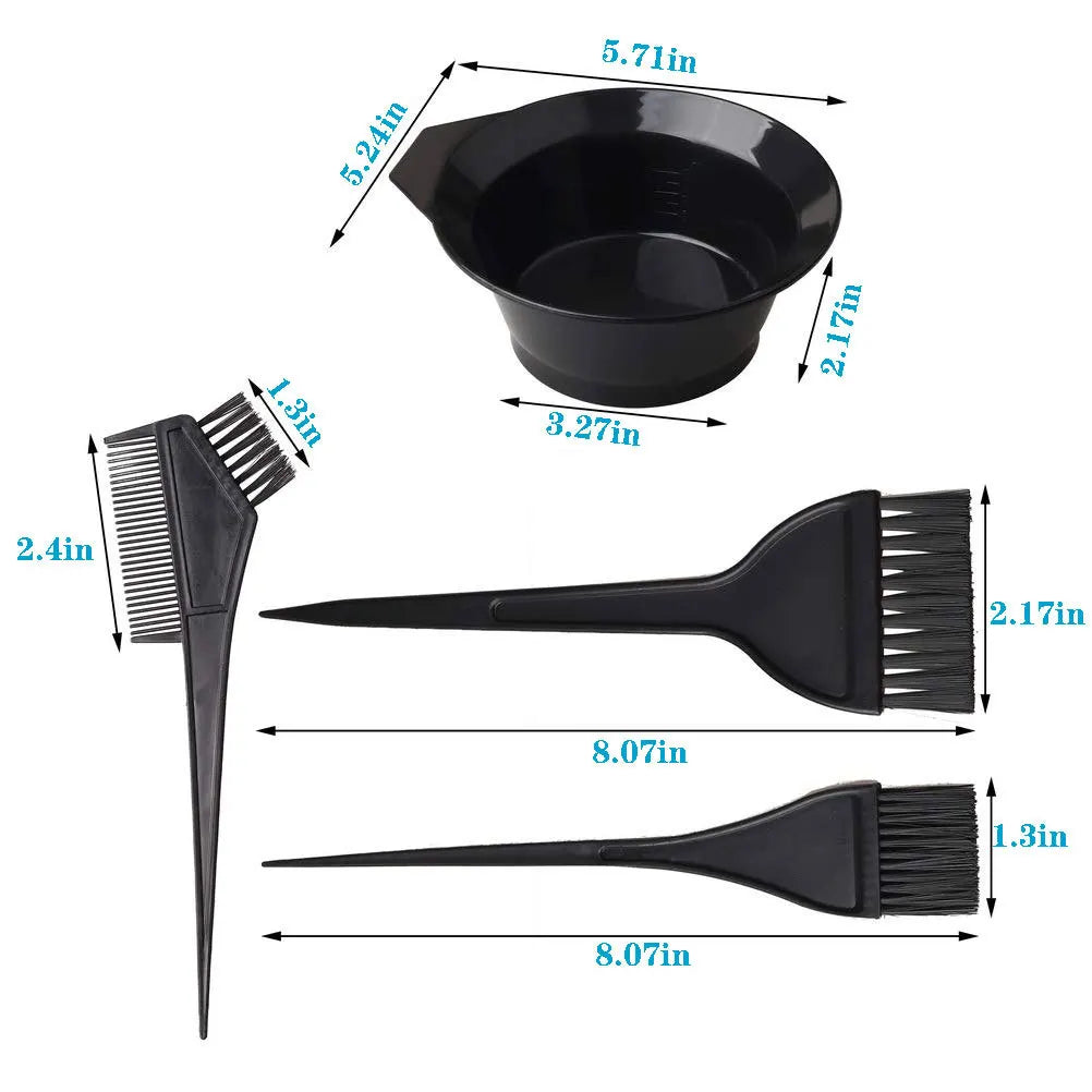 Full Hair Dyeing Tools Set Home Salon Brush, Cream Bowl, Coloring Brush, Comb, Earcap, Clips Cape Kits
