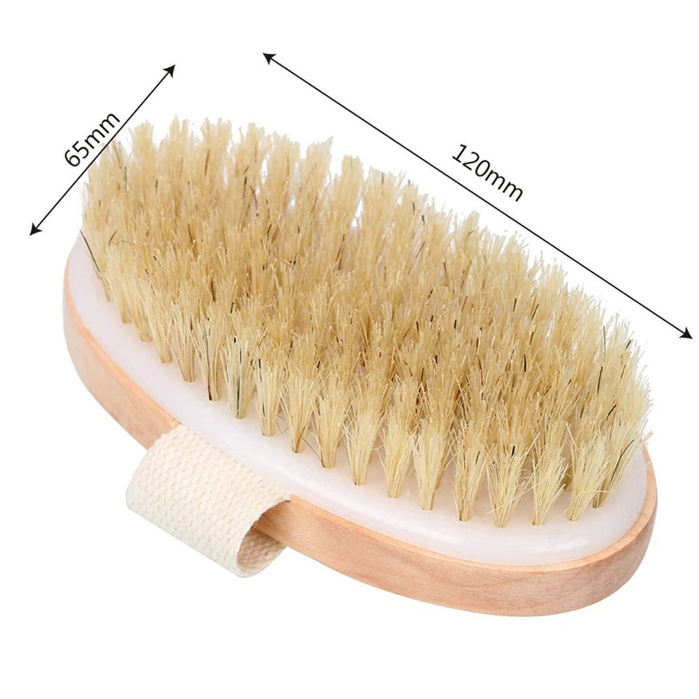 Wet or Dry Exfoliating Wooden Body Massage Brush for Bath Shower Natural Bristle Soft SPA Woman Man Skin Care Body Brush