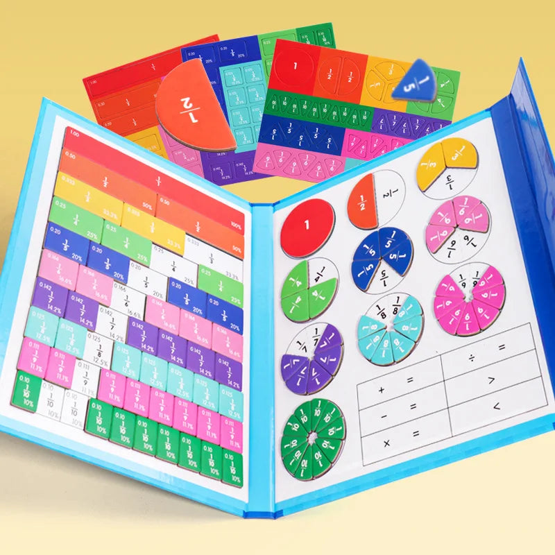 Magnetic Arithmetic Fraction Learning Math Book Toy Teaching Aids Wooden Puzzle Montessori Educational Toys for Children