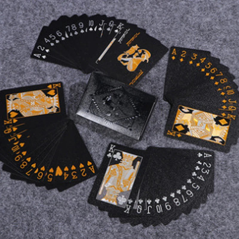 Black and Gold Playing Cards Set Waterproof Poker Blackjack Game Gift Plastic Box High Quality Collection
