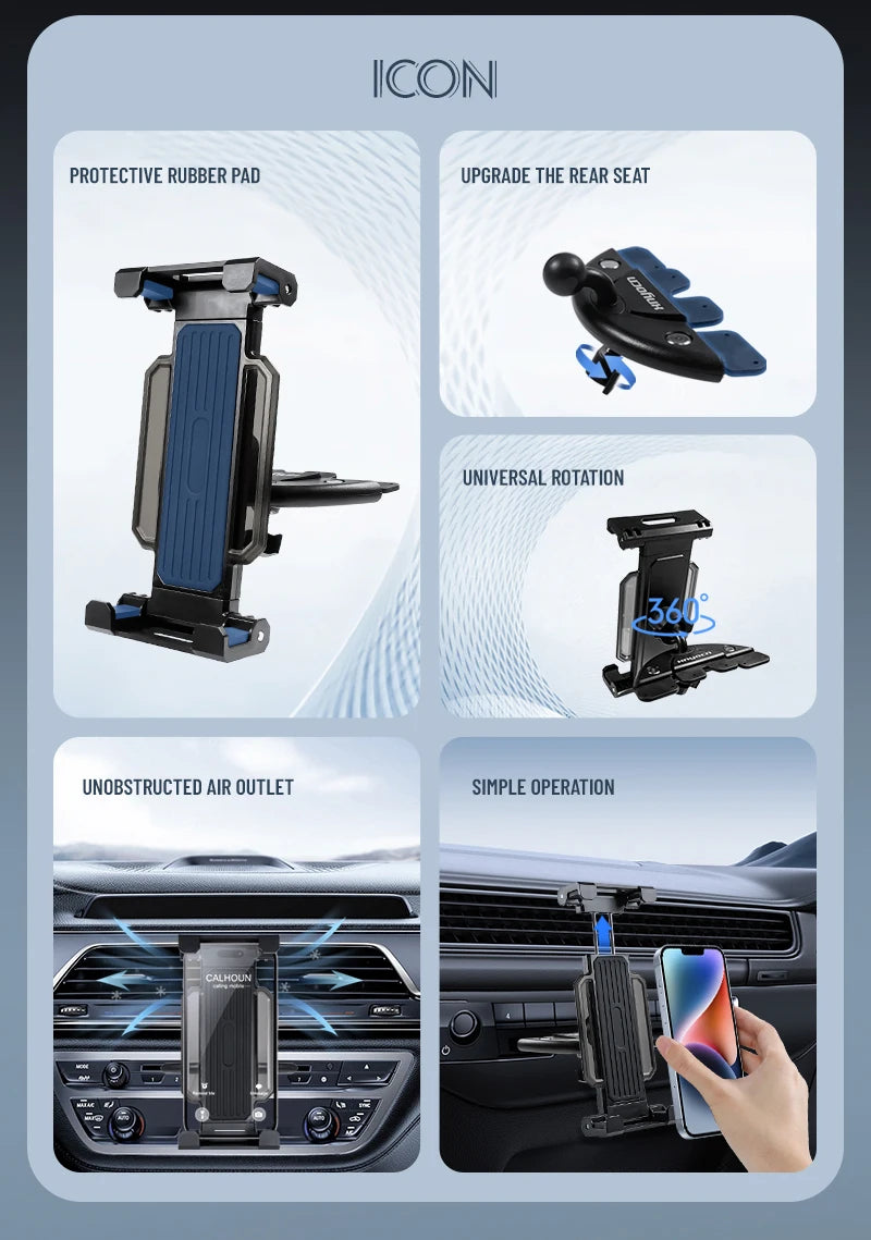 Convenient Universal 4-13 Inch Tablet Phone Car Stand Holder for Apple iPad Pro Mini iPhone Samsung and other Brands Car CD Slot Bracket