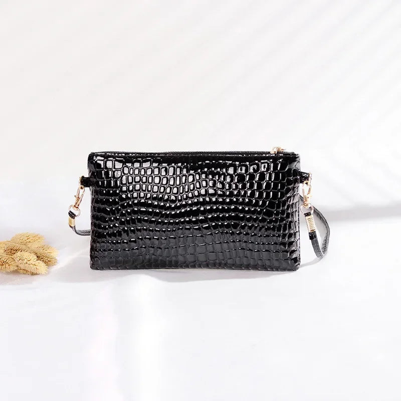 Elegant Crocodile Pattern Women's Leather Shoulder Handbag Purse Pillow Style Phone Coin Girls Tote Bag